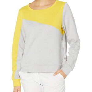 PUMA Cloudspun Colorblock Golf Crew Sweater - Yellow & Gray Women's XL (M5)
